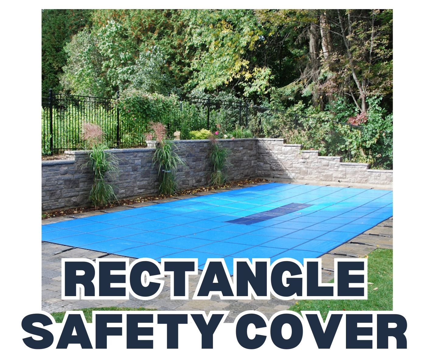 Rectangle pool safety covers for inground pools