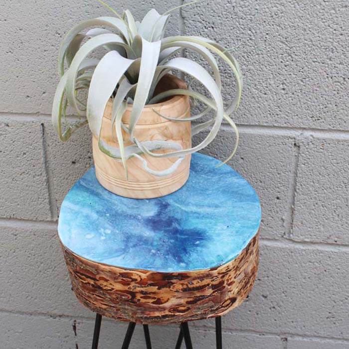Resin Dirty Pour Log Slice Hairpin Leg Table DIY