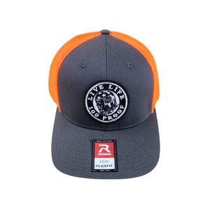 100 Proof Patch L/XL Fitted Hat Charcoal with Neon Orange Whiskey Throttle Customs SXS Offroad RZR Mudding Motorcycle Truck Apparel