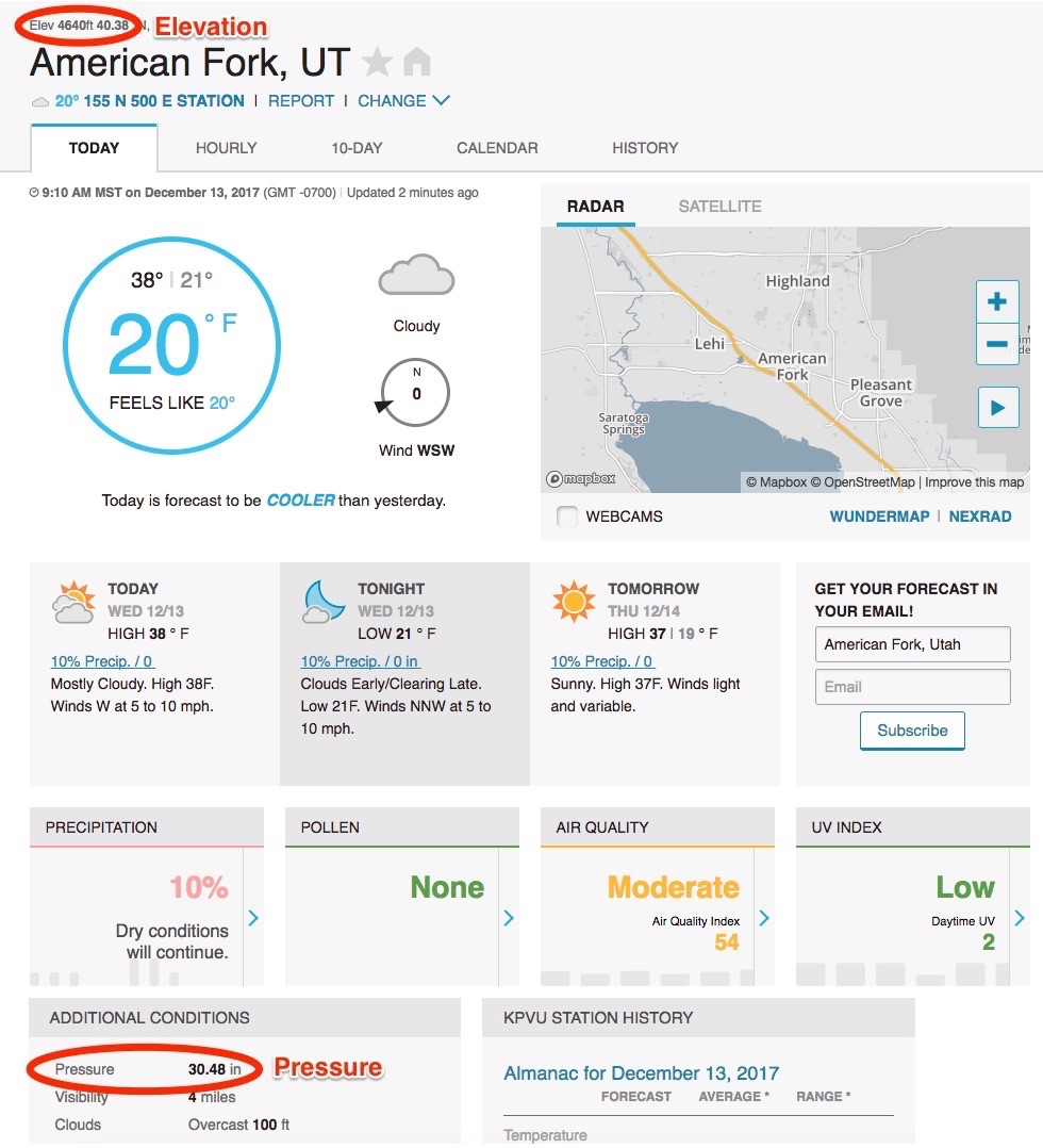 Digital Barometer with Boiling Point of Water —