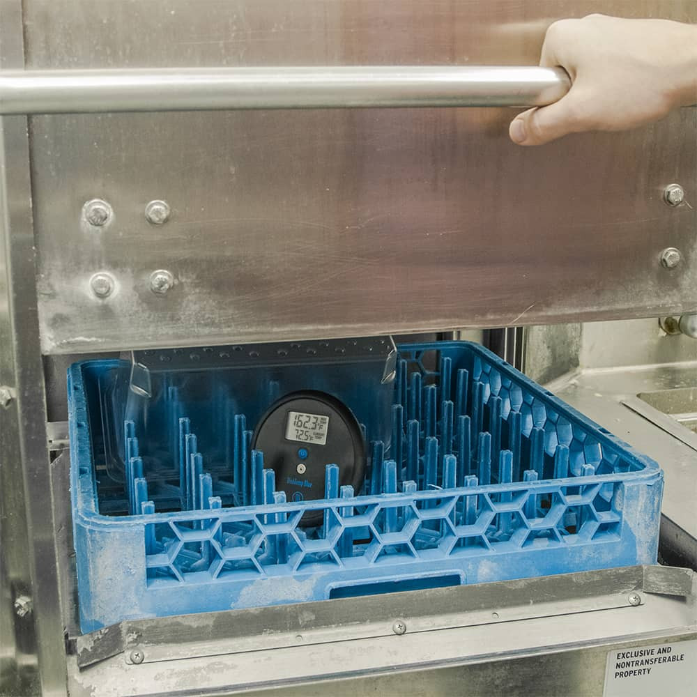 DishTemp Blue PlateSimulating Dishwasher Thermometer with Bluetooth Wireless Technology