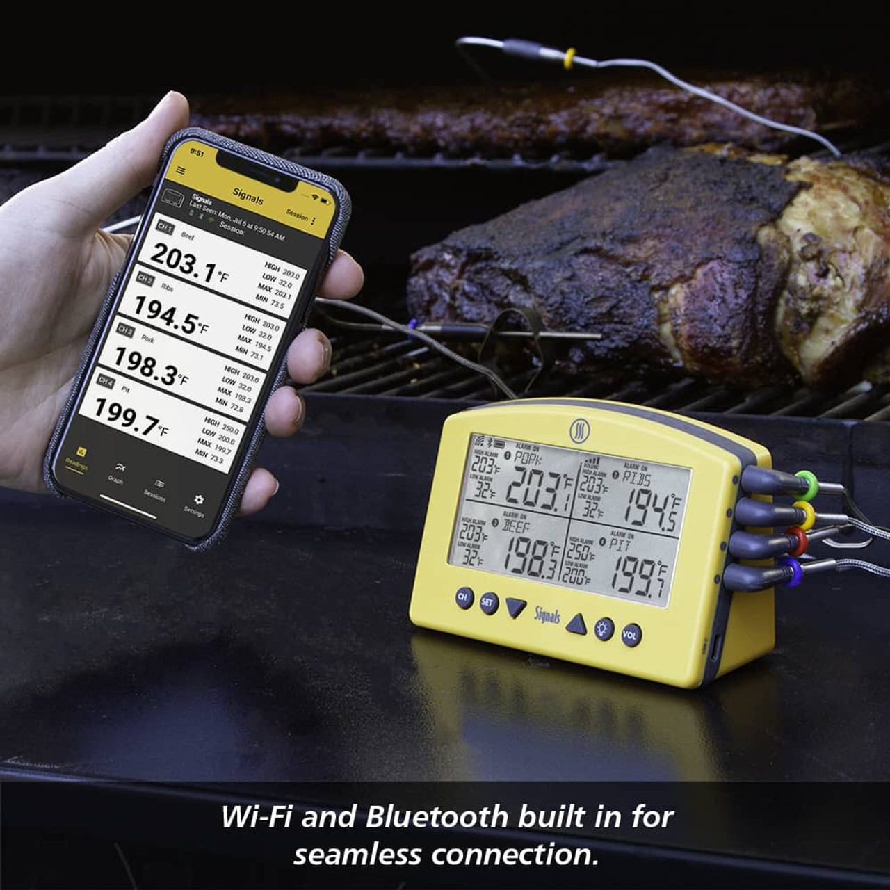 Signals BBQ Alarm Thermometer with Wi-Fi and Bluetooth® Wireless