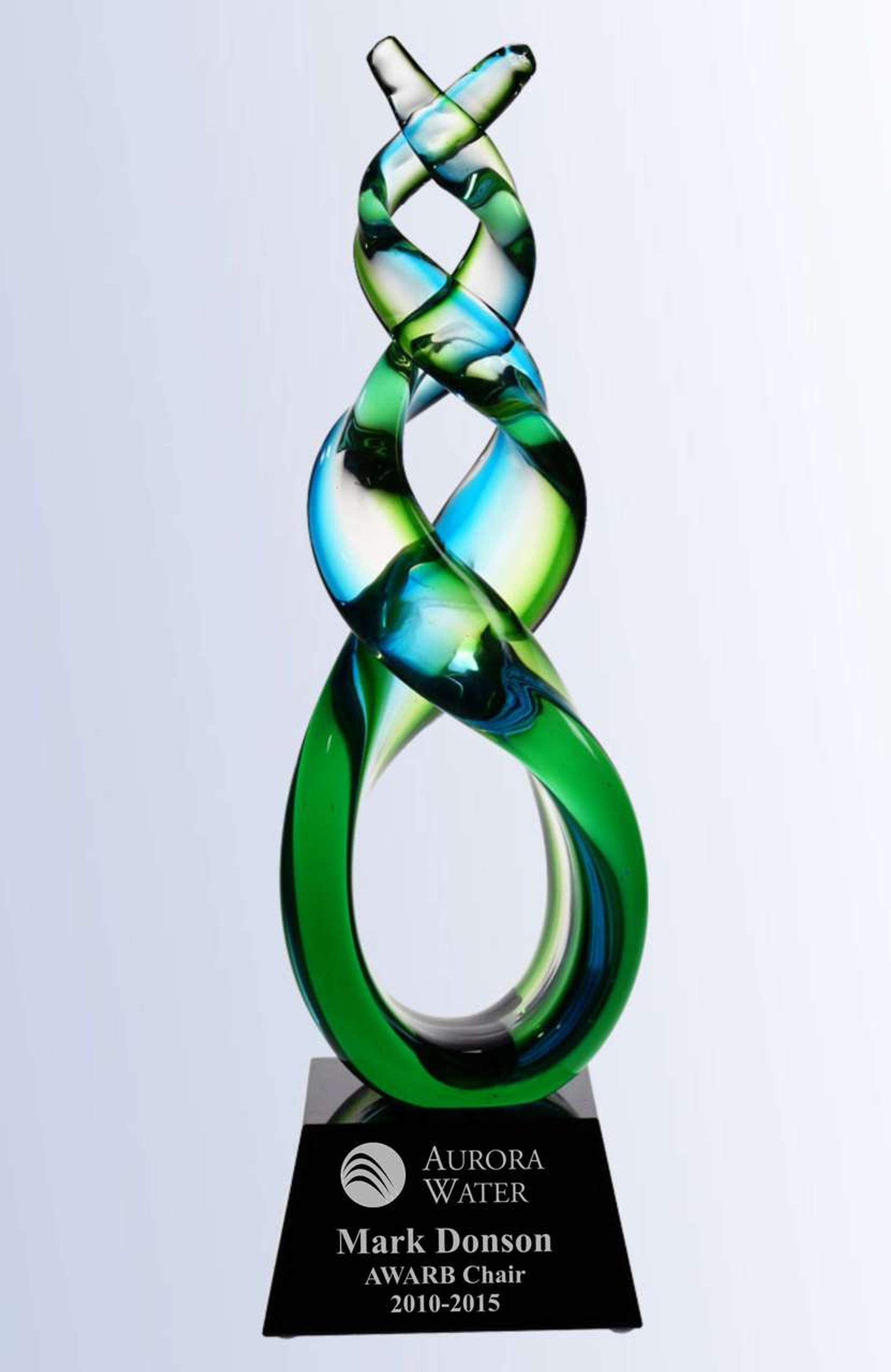 Green Spiral Hand Blown Glass Award