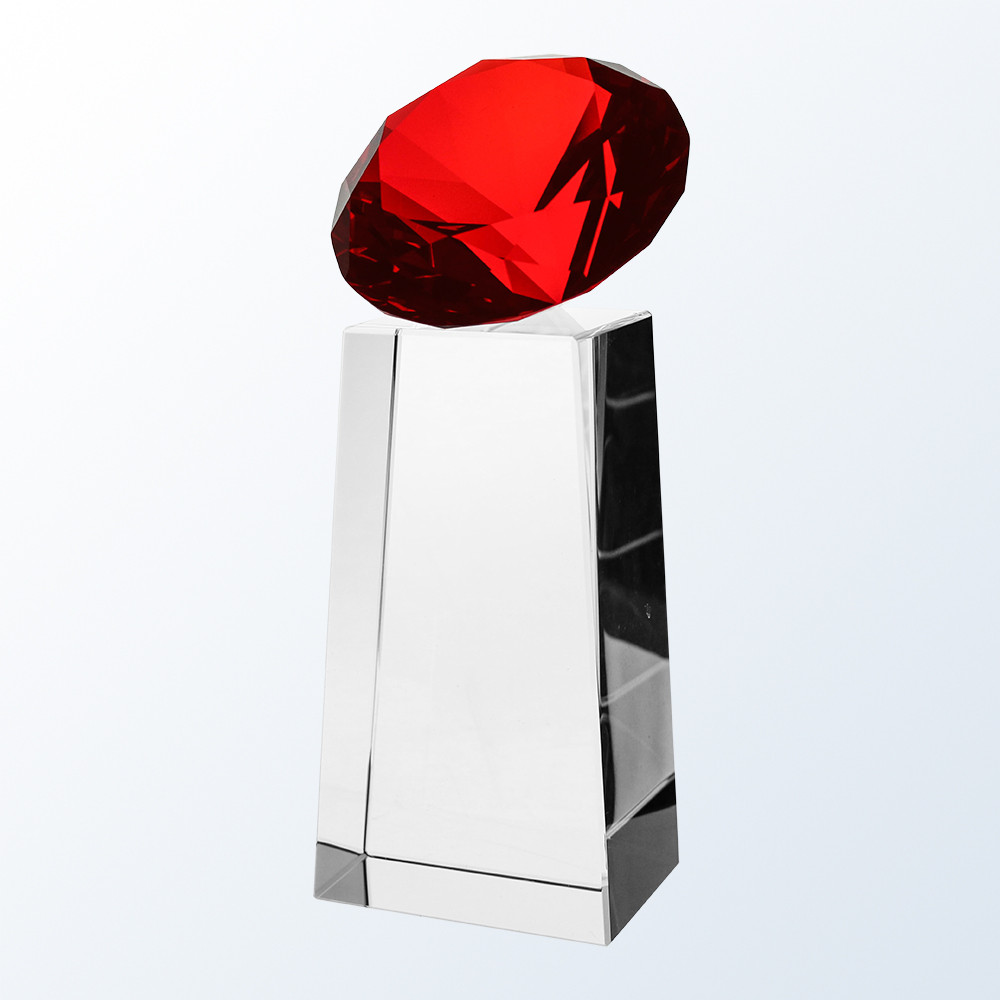 Red Diamond Slant Crystal Award, 3 sizes available