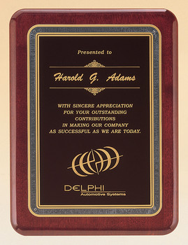 Rosewood Piano-Finish Recognition Award Plaque with Brass Plate, Laser engraved Rosewood Piano-Finish Recognition Award Plaque with Brass Plate, Laser engraved