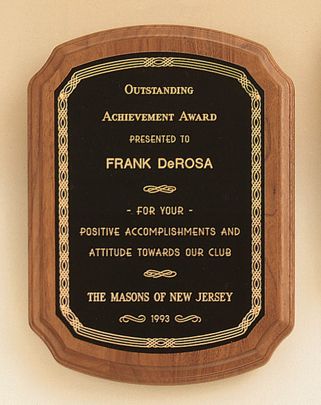 American Walnut Recognition Award Plaque with braided border, Laser engraved