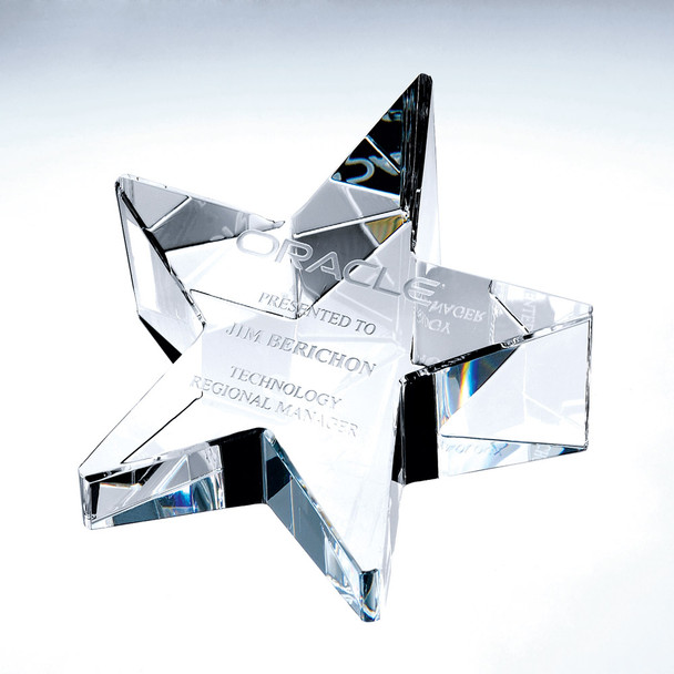 SLANT STAR CRYSTAL PAPERWEIGHT