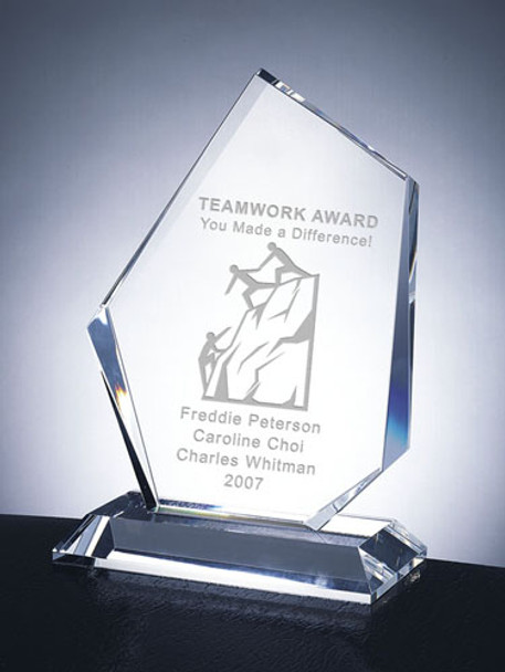 PRESTIGE SUMMIT CRYSTAL AWARD, 6 3/4", 3 sizes available, personalized