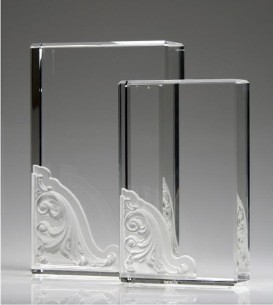 CORINTHIAN BLOCKS CRYSTAL AWARD.  *Wave decorated piece: Pate De Verre