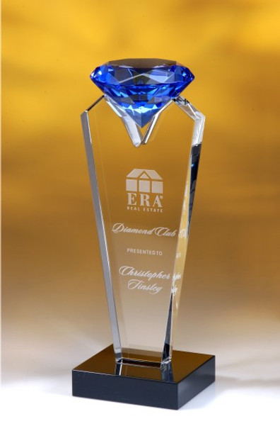 Blue Rising Diamond Crystal Award