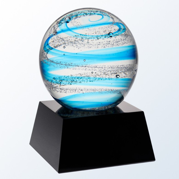 Blue Snow Globe, black or clear base