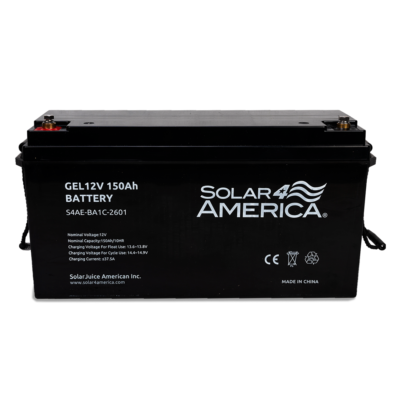 12V Deep Cycle Gel Battery, for Solar Wind Power Generator System, Includes Cables