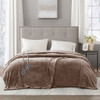 Solid Brown Electric Heated Plush Year Round Blanket (Heated Plush-Mink-Blanket)