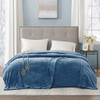 Solid Rich Blue Electric Heated Plush Year Round Blanket (Heated Plush-Sapphire Blue-Blanket)