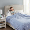 Soft Blue Electric Textured Microfleece Heated Year Round Blanket (Electric Micro-Blue-Blanket)