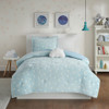 Blue & White Stars GLOW IN THE DARK Comforter Set AND Decorative Pillows (Quinny-Aqua)