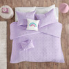 Lavender Pom Poms & Rainbow Cotton Comforter Set AND Decorative Pillows (Callie Lavender-Comf)