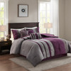 7pc Purple & Grey Faux Suede Comforter Set AND Decorative Pillows (Kennedy-Purple)