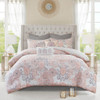 8pc Blush Pink Botanical Floral Cotton Comforter Set AND Decorative Pillows (Isla-Blush)