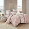 3pc Blush Pink Cotton Geometric Print Duvet Cover AND Decorative Shams (Imani-Blush-Duv)