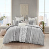 3pc Grey Cotton Geometric Print Duvet Cover AND Decorative Shams (Imani-Grey-Duv)