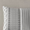 3pc Grey Cotton Geometric Print Duvet Cover AND Decorative Shams (Imani-Grey-Duv)