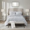 Grey Long Faux Fur Reversible Comforter Set AND Decorative Shams (Gia Back -Grey-Comf)