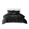 Black Lush Velvet Duvet Cover Set AND Decorative Pillow (Felicia -Black-Duv)