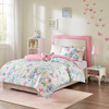 Pink White & Yellow Butterflies Comforter Set AND Decorative Pillow (Cynthia-Pink-Comf)