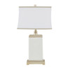 Ivory Ceramic Table Lamp Ivory Antique Silver Metal w/Shade