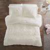 Ivory Shaggy Faux Fur Duvet Cover AND Decorative Shams (Malea -Ivory-Duv)