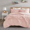 Blush Pink Shaggy Faux Fur Duvet Cover AND Decorative Shams (Malea -Blush-Duv)