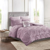 6pc Lavender Purple Embroidered Cotton Reversible Comforter Set AND Decorative Pillow (Malia-Lavender)