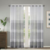 Grey & White Striped Woven Faux Linen Window Curtain Sheer Panel (Hayden-Grey-Sheer)