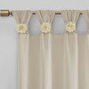 Linen Color Feminine & Floral Cuff Tab Top Sheer Window Curtain Panel (Rosette-Linen-Panel)