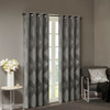 Charcoal Grey Ogee Design Knitted Jacquard Total Blackout Panel (Bentley Ogee-Charcoal-window)