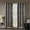 Charcoal Grey Ogee Design Knitted Jacquard Total Blackout Panel (Bentley Ogee-Charcoal-window)