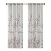 Mauve & White Floral Botanical Grommet Top Curtain Panel - 84" (Cecily-Mauve-Panel)