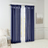 Navy Blue Faux Silk DIY Twisted Tab Top Window Curtain Panel (Emilia-Navy Blue-Curtain)