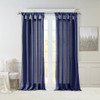 Navy Blue Faux Silk DIY Twisted Tab Top Window Curtain Panel (Emilia-Navy Blue-Curtain)