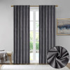 Set of 2 Charcoal Grey Soft Velvet BLACKOUT Window Panels - Room Darkening (Colt-Charcoal-window)