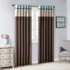 Blue & Brown Embroidered Floral Window Curtain Panel - 84" (Serene-Blue-Panel)