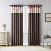 Deep Red & Brown Embroidered Floral Window Curtain Panel - 84" (Serene-Red-Panel)