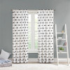  White w/Black Pom Poms Embellished Window Curtain Panel (Sophie-Black-Panel)