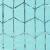 Aqua Blue Geometric Metallic Silver BLACKOUT Window Panel- 50x63" (Raina-Aqua63-window)