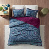 3pc Navy blue & Purple Reversible Comforter AND Decorative Shams (Ripley-Navy/Purple)