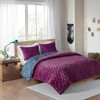 3pc Navy blue & Purple Reversible Comforter AND Decorative Shams (Ripley-Navy/Purple)