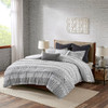 3pc Grey & Black Cotton Comforter AND Decorative Shams (Rhea-Grey-comf)