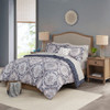  Navy & White Reversible Medallions Comforter Set AND Matching Sheets (Titus-Navy-comf)