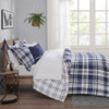 Navy Blue & White Plaid Reversible Comforter Set AND Matching Sheet Set (Patrick-Navy-comf)